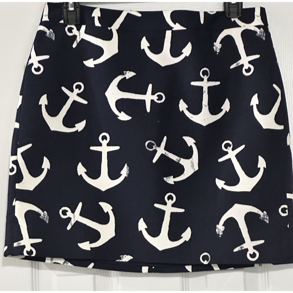 J. Crew Women's Pencil Skirt Anchor Nautical A Line‎ Navy Blue Size (4)
